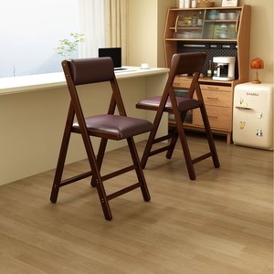 Nordic style foldable <b>bamboo</b> solid wood dining chair, simple dormitory leisure office computer chair, balcony comfortable <b>stool</b> - Product Image 2