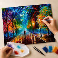 Kit de Peinture Diamant 5D 50x40cm Paysage de Parc Pluvieux Coloré, Ensemble d'Art Mural DIY avec Toile en Polyester pour Cadeau et Décoration Intérieure