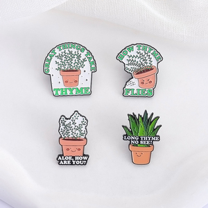 หมุดเคลือบกระถางต้นไม้ว่านหางจระเข้สวัสดีคุณไม่ได้เห็นว่าเข็มกลัดปกคอเสื้อรูปแมลงวันเป็นอย่างไรของขวัญเครื่องประดับ - Product Image 3