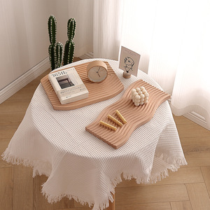 Bandeja de Madera con Diseño Creativo de Ondas de Agua, Estilo Nórdico, para Servir Postres y Pan - Product Image 2