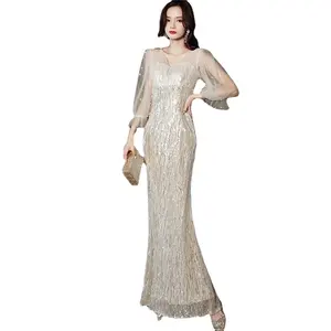 2023 new gold high-end atmosphere elegant ladies annual meeting sexy cocktail evening dress