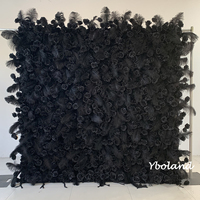 Dinding latar belakang bunga dari kain berlapis terenkripsi simulasi warna hitam H125 untuk dekorasi resepsi pernikahan dan dinding tanda tangan.