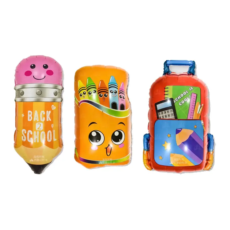 School Pencil Schoolbag Stationery Student Kids Aluminum Mold Helium Balloon Party Decoration For Baby Shower