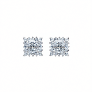 Pendientes de Diamantes Chopard en Oro Blanco, Corte Princesa, Color D, Naturales, Certificados para Boda, Joyería Clásica para Mujer con Diamantes Laterales - Product Image 1