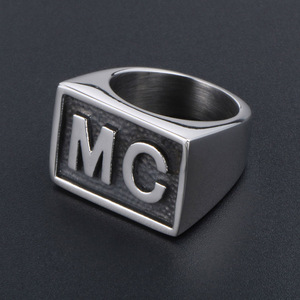 Mc Letter <b>Ring</b> Titanium Steel Unisex Fashion Jewelry Gift Wide Band Index Finger <b>Ring</b> - Product Image 3