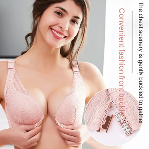 ชุดชั้นในเซ็กซี่แบบใหม่ ดีไซน์เก๋ไก๋ด้วยหัวเข็มขัดด้านหน้า ลายดอกกุหลาบ บราไซส์ใหญ่พิเศษ ชุดชั้นในแบบดันทรงสำหรับผู้หญิงไซส์พลัส - Product Image 2