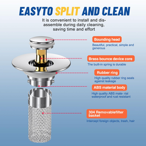 Pop up Bathroom <b>Sink</b> <b>Drainer</b> Stopper Drain Strainer with Hair Catcher - Product Image 6