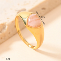 Bagues cœur en acier inoxydable imperméable plaqué or PVD 18 carats Bague cœur naturel