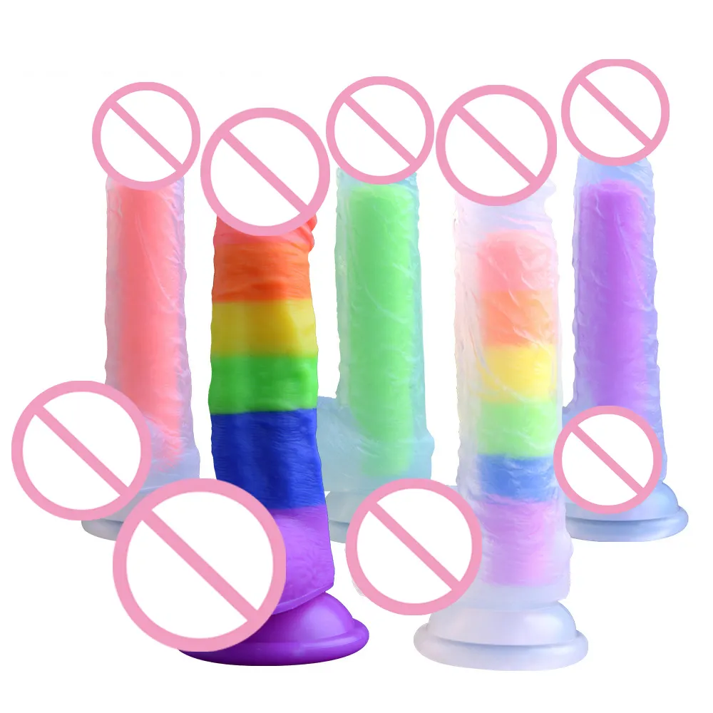 Mới đến thực sự cao su dương vật dildo Silicone lỏng cho Cầu Vồng dildo đầy màu sắc nữ âm đạo thủ dâm linh hoạt dildos