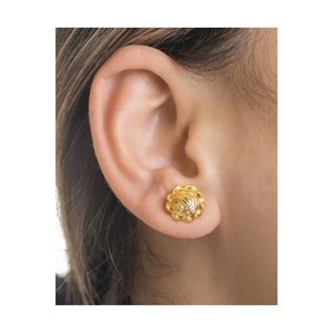 Pendientes de Bola de Oro de 22 Quilates Yiitba, Joyería de Latón Geométrica Religiosa de Moda, Perla Clásica Chapada en Oro para Fiestas (3327) - Product Image 1