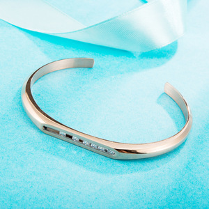 Pulsera de acero inoxidable La piedra se puede deslizar para <span class=keywords><strong>Amazon</strong></span> Shopify Diamond Bangle - Product Image 5