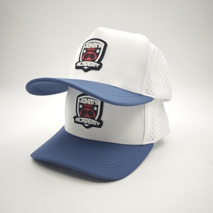 Ergonomic Five Panel Solid Waterproof Golf <b>Hat</b> Custom Silicone Emblem Low MOQ OEM Laser Perforated Breathable Performance Item - Product Image 2