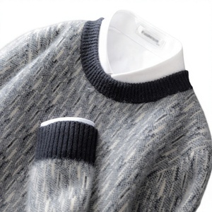 Pull en laine épais pour homme, col rond, colorblock, style décontracté et professionnel, couleurs contrastées, TAIYI Machine - Product Image 2