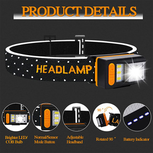 Lampe frontale LED rechargeable Skywolfeye 2000 mAh, étanche avec lumière rouge pour la course en plein air et la pêche nocturne - Product Image 3