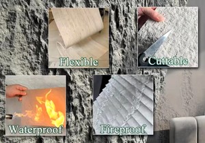 Tejas suaves de piedra <span class=keywords><strong>flexible</strong></span> de arcilla modificada travertino de color blanco nube romana para paredes y techos multisuperficie - Product Image 3