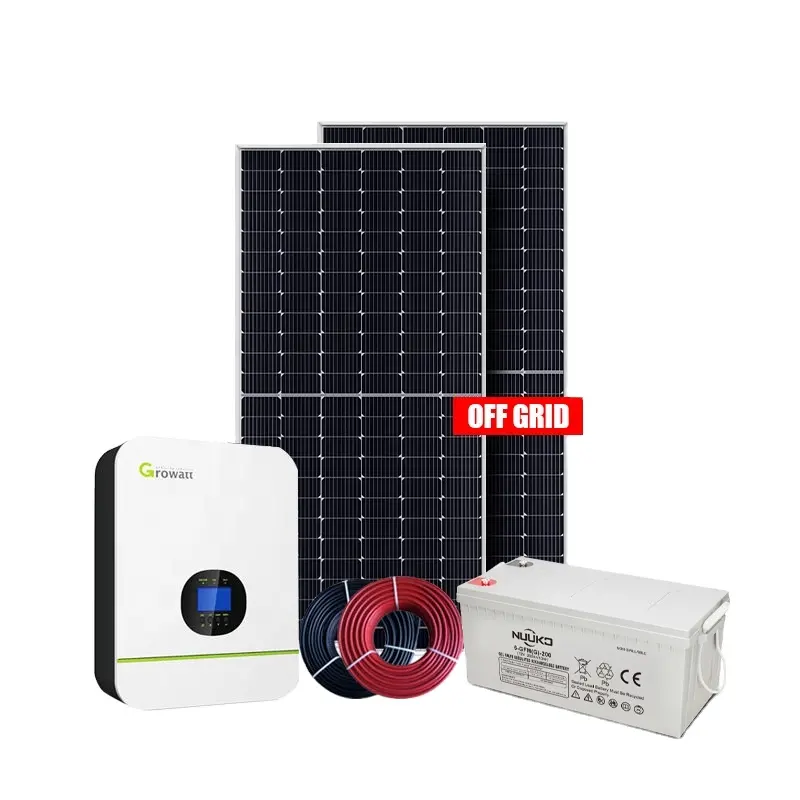 Off-grid/sistema híbrido do armazenamento de energia da bateria solar com o inversor 3kw 5kw 10kw da bateria do lítio do gel solar completo fora da grade NUUKO