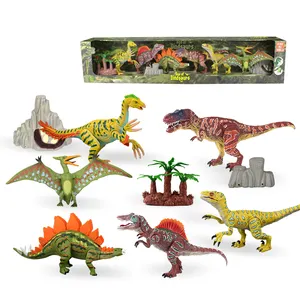 Figuras de dinosaurios realistas, juguete de plástico con mordazas móviles, de 5 a 9 pulgadas, 9 Uds.