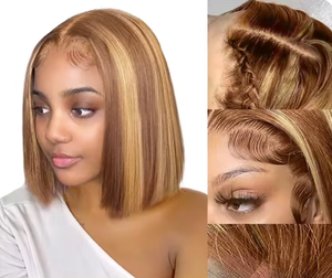 Faits saillants <span class=keywords><strong>Dégradé</strong></span> P4/27 Couleur 13X4 13X6 HD Lace Front Perruque Vietnamien BOB Glueless Perruques <span class=keywords><strong>Cheveux</strong></span> Humains Femmes Perruques Vendeurs Chinois - Product Image 1