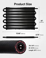 Radiateur d'huile de transmission universel 8 passages Tube & Fin - Kit de refroidissement de transmission automatique en aluminium robuste avec supports de montage et tuyau CPE