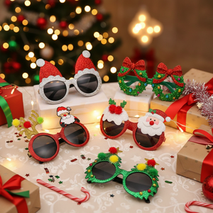 Set di 8 Occhiali Divertenti per Feste di Natale, Multicolore, in Plastica Non Tossica - Product Image 3