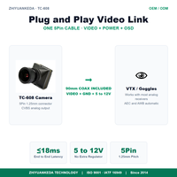 Caméra de drone FPV ZYKD TC-608 Micro 5MP analogique CVBS pour vue à la première personne, quadricoptère de course, UAV, grand angle aérien 5V 12V OEM ODM