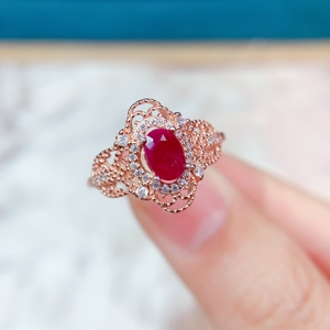 Tự Nhiên Của <span class=keywords><strong>Ruby</strong></span> S925 Bạc Fine Nhẫn Mạ Đồ Trang Sức Sang Trọng <span class=keywords><strong>4</strong></span>*6Mm Hình Bầu Dục Cắt Đá Quý Cho Phụ Nữ Món Quà - Product Image 2