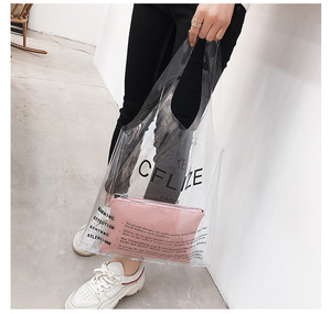 Factory Price Custom Fashion <strong>Handbag</strong> Shopping Transparent <strong>Clear</strong> Plastic PVC Tote Bags - Product Image 2