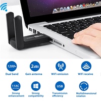 Adaptador Wifi USB3.0 de Doble Banda 2.4Ghz 5.8Ghz 1200Mbps, Tarjeta de Red Inalámbrica de Doble Frecuencia sin Controladores, Receptor Wifi
