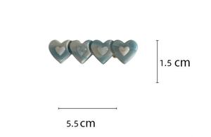 Jolie pince à cheveux double cœur bleu en acétate et métal, style bec de canard, pour filles - Product Image 3