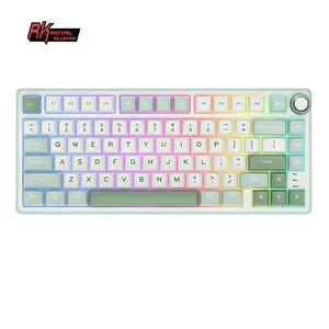 RK R75 RK ROYAL KLUDGE SkyCyan Gasket Wired Mechanical Keyboard 75% DIY Hotswap Keyboard PBT Colorblock Keycap Keyboard