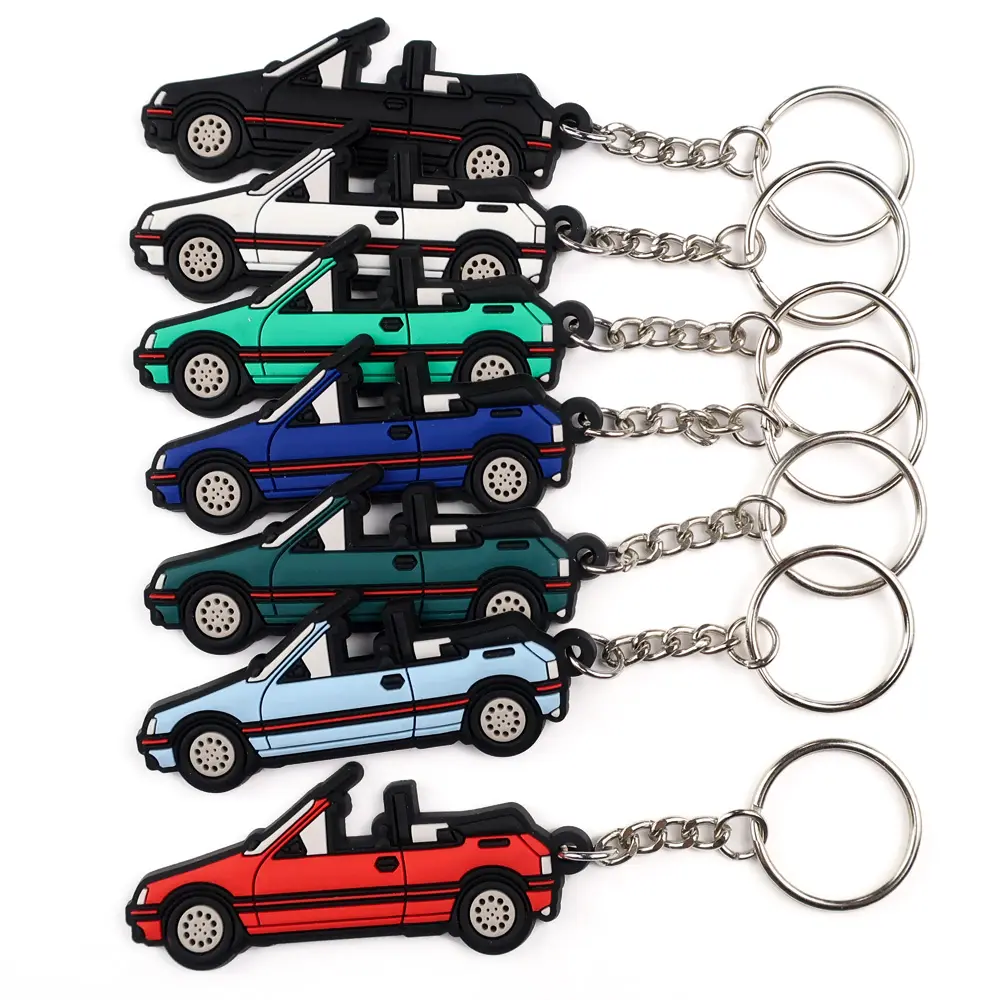 Wholesale promotional customised fashion pvc car logo keychains charms wholesale cheap cartoon pvc rubber car key chains