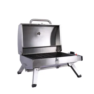 Panggangan BBQ portabel, panggangan panggangan BBQ bahan logam stainless steel, kumpulan keluarga besar luar ruangan kustom