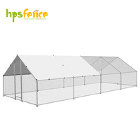 Corral de Metal Galvanizado Resistente para Aves de Corral, 3m X 7.85m X 1.98m, con Techo de PE y Puerta con Cerradura, para Granjas Avícolas y Casas para Mascotas