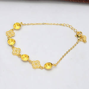 Accesorios de Joyería DIY de Plata S925 con Trébol de la Suerte, Pulsera de Perlas para Mujer con Bandeja Circular Vacía, Producto Semiterminado - Product Image 2