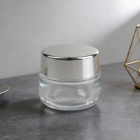 Pot de 30g + 4 flacons pompe de 40/100/120ml, 4 pièces, flacons carrés en verre transparent mat de luxe avec bouchon argenté pour soins de la peau
