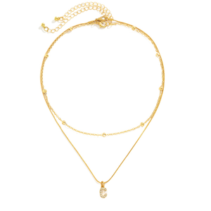 Collar de doble capa con colgante de diamantes de imitación de la <span class=keywords><strong>A</strong></span> LA Z con cadena de clavícula, estilo moderno que combina con todo para regalo de boda - Product Image 5