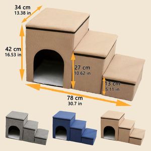 Lit pour chien et chat pliable avec escalier, robuste, pour usage extérieur, double couche, rangement, tissu antidérapant, coussin en éponge épaissi - Product Image 3