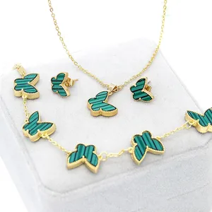 뜨거운 판매 가장 저렴한 패션 금속 4 조각 황금 나비 보석 세트 여성용 선물