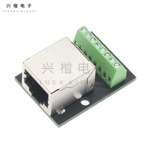 ขั้วต่อ Xingkai Dianzi RJ45 ระยะห่างระหว่างขั้ว 2.54 มม. บล็อกขั้วต่อแบบมุมฉาก อะแดปเตอร์อีเธอร์เน็ตแบบมีฉนวนโลหะ - Product Image 1