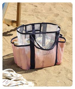 Fashionable Portable Mesh Beach Bag for Women with Mini Pockets for Swimming Pool Use - Product Image 6