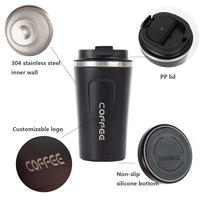 Mug isotherme en acier inoxydable 304 avec couvercle à vis, 380 ml / 510 ml, pour café, voyage en voiture, avec logo
