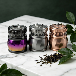 Nouveau Moulin à Herbes et à Tabac en Alliage de Zinc, 4 Couches, 68 mm, avec Roue de <span class=keywords><strong>Roulette</strong></span> à Coupe Spirale et Finition Électroplaquée, Vente en Gros - Product Image 1
