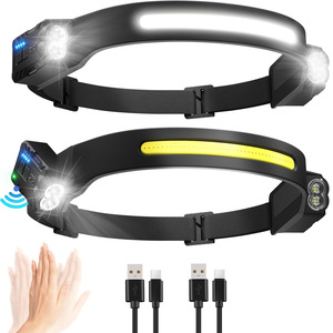 Cross-Border New Model Dual-Head Adjustable Cob LED Headlamp Rechargeable Night <strong>Running</strong> Cycling Camping <strong>Sensor</strong> IP65 - Product Image 1