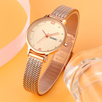 Montre à quartz authentique pour femme, bracelet en acier inoxydable et cuivre avec accents de diamants, montre étanche décontractée et professionnelle