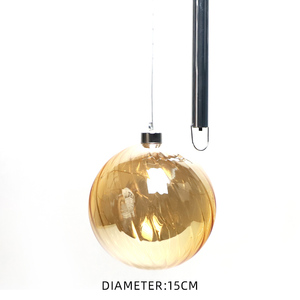 Boule suspendue en verre transparente peinte arc-en-ciel en or moderne Lampe à LED à paillettes pour décoration de Noël d'extérieur - Product Image 3