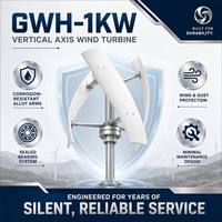 Éolienne à axe vertical GWH-1KW 1KW ultra silencieuse à faible bruit pour toiture, maison urbaine, éclairage public, alimentation hors réseau VAWT