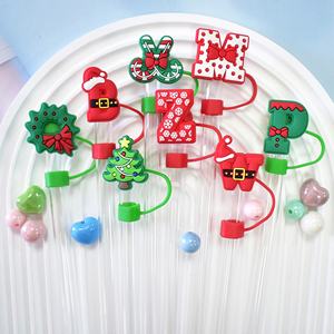 Accessoires de décoration de fête personnalisés et mignons en silicone universel de 10 mm pour pailles, série de Noël en gros - Product Image 3