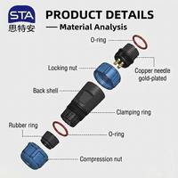 Conector de Plástico Impermeable IP68 SP1110/P SP1111/S de 2, 3, 4, 5 Pines, Macho y Hembra, En Línea, con Cable, Enchufe, Tuerca Trasera y Montaje en Panel