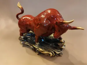 Brass Artwork Animal Ornaments For Sale Charging Bull Copper Sculpture
