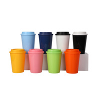 Haute qualité 12oz350ml Double paroi Pp plastique réutilisable tasse à café blanc Sublimation gobelet avec couvercle tasse de voyage